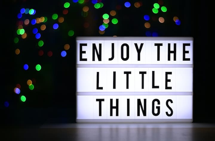 Banner that says enjoy the little things